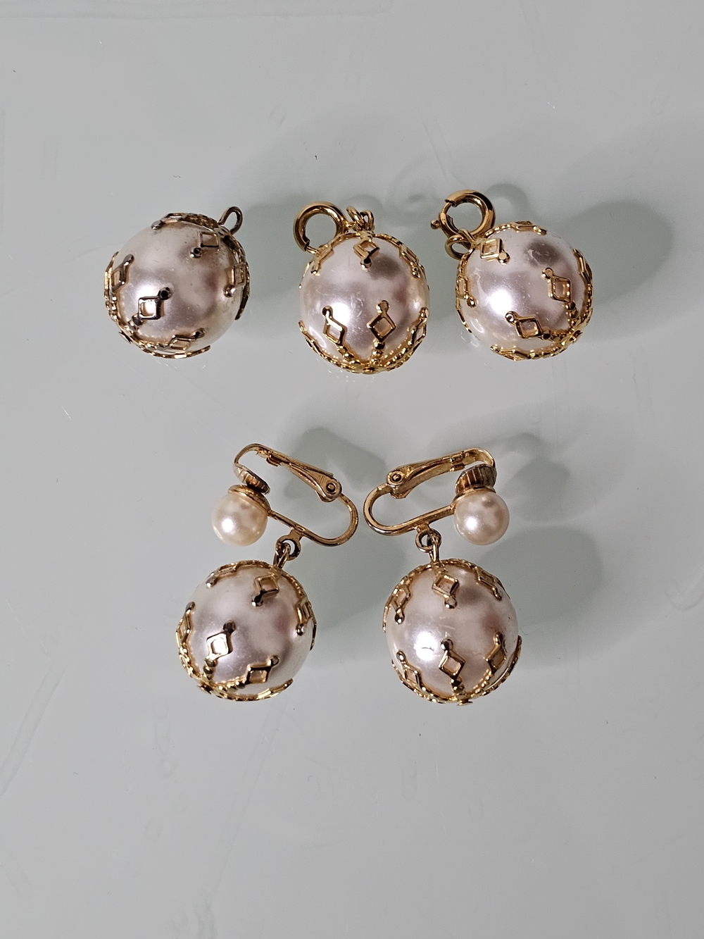 Vintage Celebrity Brand Clip-on Earrings & Matching Charms